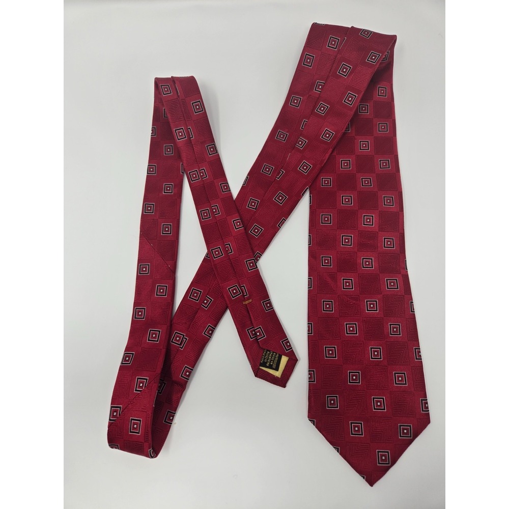 Donald J. Trump Necktie Mens One Size Red Geometric Silk Signature Collection - Picture 2 of 5